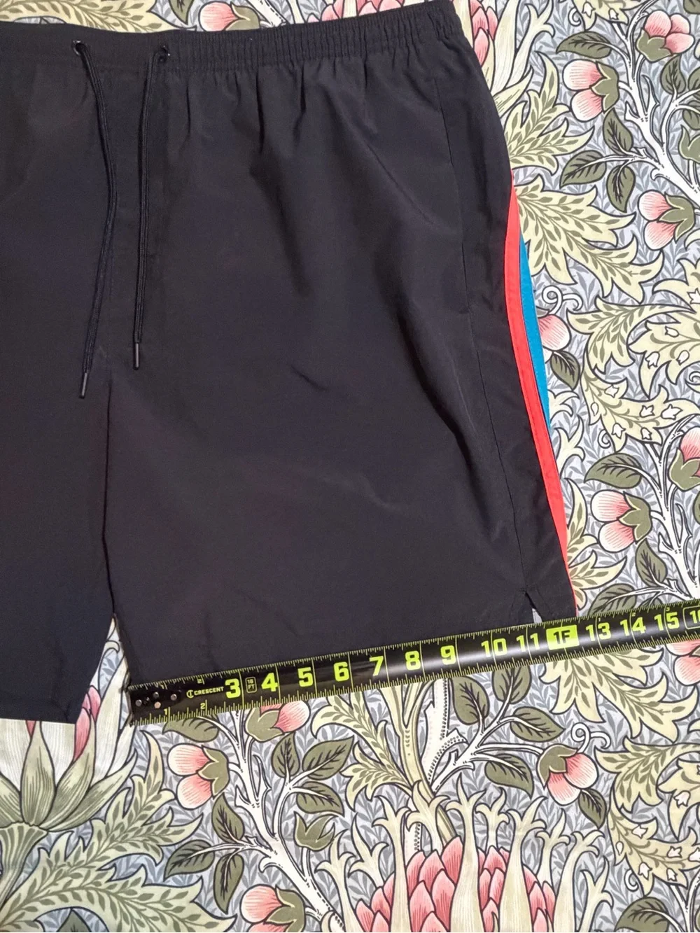Sundek Black Swim Short Shorts with Orange & Teal Stripe